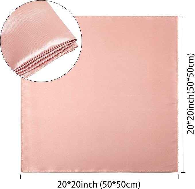 100 Pack Square Satin Dinner Napkins, 20x20 Inches Silky Soft Smooth Table Cloth Napkins for Restaurant Weddings Banquet Party Decoration, Rose Gold