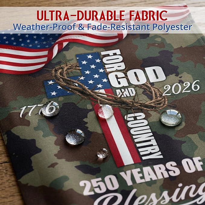 FLAGWIX American 250 Years of Blessing Flag - Polyester Double-sided Yard Flags For Outside House Flag (29.5" x 39.5") - 4th of July Memorial Day Decorations, Gifts For Men Veteran Army Military