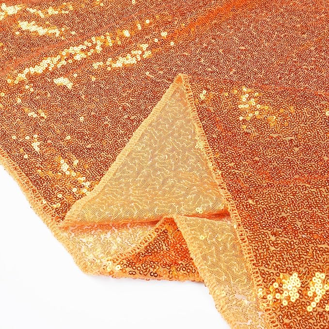 Eternal Beauty Orange Tablecloth, 50x80 Inch Sequin Rectangle Table Cover for Cake Dessert Exhibition Party Birthday Events