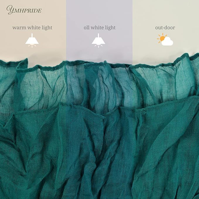 12 Pack Cheesecloth Table Runner 35 x 120 inch Long Boho Cheese Cloth Gauze Table Runners Semi Sheer Table Runner for Wedding Decor, Bridal Shower, Birthday Party (Teal)
