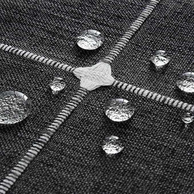 ZeeMart Grid Embroidered Hemmed Tablecloths, Charcoal 60x84 Inch, Farmhouse Style Heavy Weight Cotton Linen Dark Grey Tablecloths, Boho Plaid Water Resistant Rectangle Table Cloth