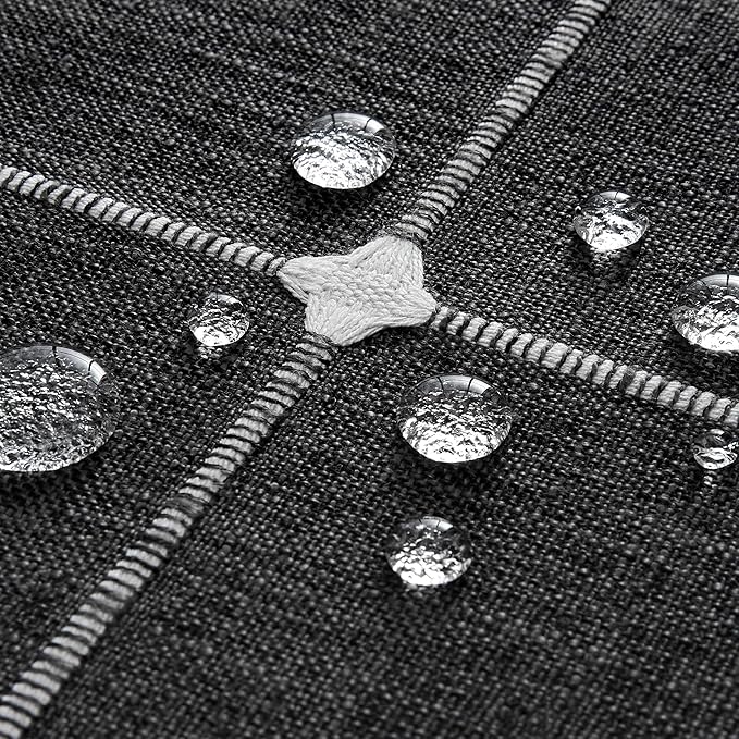 ZeeMart Grid Embroidered Hemmed Tablecloths, Charcoal 54x108 Inch, Farmhouse Style Heavy Weight Cotton Linen Dark Grey Tablecloths, Boho Plaid Water Resistant Rectangle Table Cloth