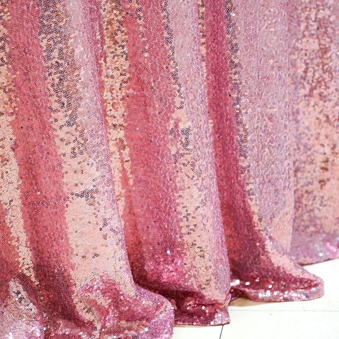 Sequin Tablecloth 108" Round Rose Pink Table Cloth Glitter Tablecloth Sparkly Drape Table Covers for Wedding Birthday Ceremony Party Baby Bridal Shower Decorations