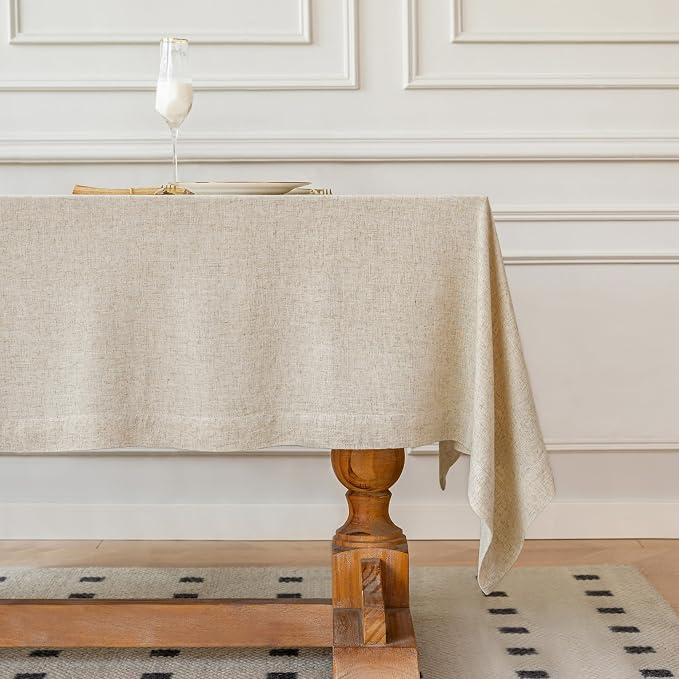 Linen World Linen Blend Tablecloth 60x90 Inch,Linen-Textured Tablecloths for 6ft Rectangle Tables,Soft Cool & Breathable,Machine Washable Table Cloth for Dining,Kitchen,Outdoor,Festival