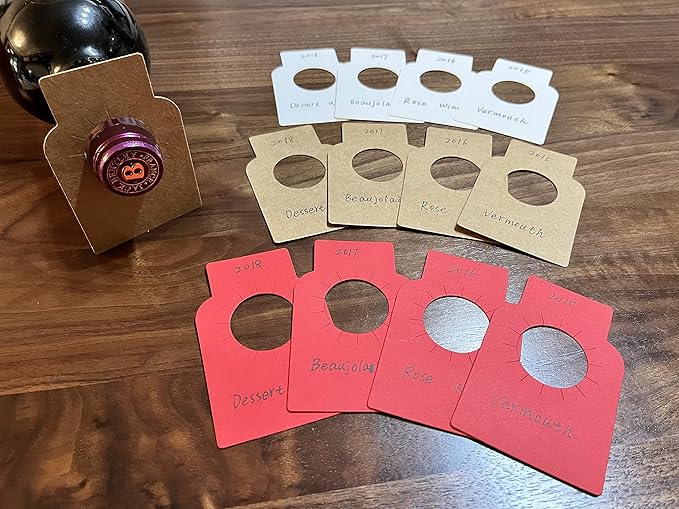 Wine Bottle Tags for Cellar Collection, Champagne,Hanging Labels for Name,Year,Tasting Notes (150Pack-3 Colors)