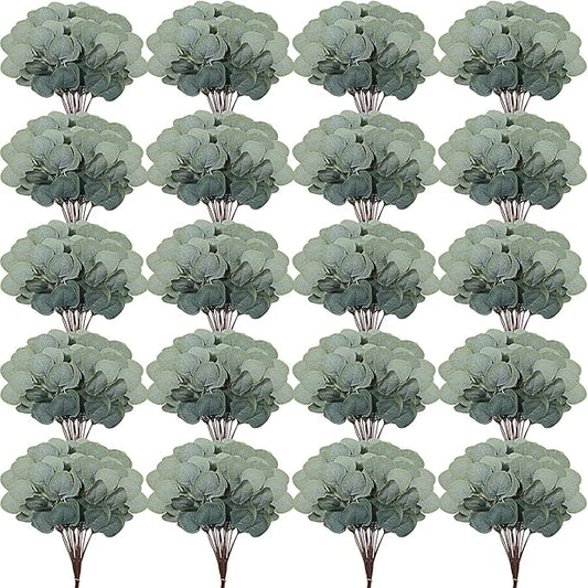 Taiyin 120 Pieces Artificial Eucalyptus Leaves for Wedding Eucalyptus Leaves Stems Decor Greenery Faux Green Stems for Wedding Centerpiece Floral Home Decor, 11 Inches