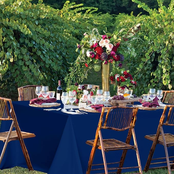 sancua Rectangle Tablecloths for 6 Foot Tables, 6 Pack - Washable Polyester Fabric Table Cloth for Wedding Party, Birthday, Banquet Reception, 54x108 Inch, Navy Blue