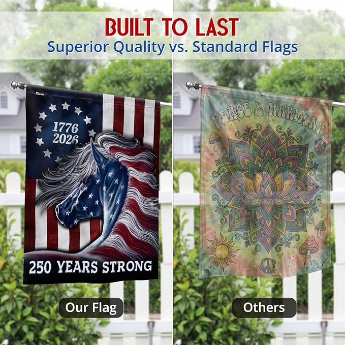 FLAGWIX American 250 Years Anniversary Patriotic Horse Flag - Polyester Double-sided Yard Flags For Outside 3x5 ft. Flag - 4th of July Decorations for Home Farm Yard Garden Decor Banner