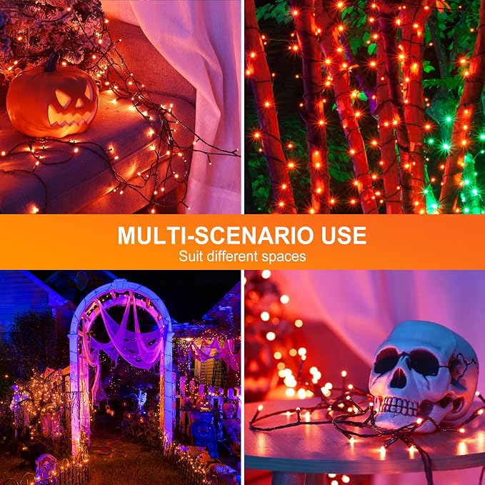 kemooie 500 LED Outdoor Fairy String Lights, 164 FT 8 Lighting Mode Plug in String Waterproof Light, for Outdoor Birthday Christmas Wedding Party Garden Balcony Decor (Orange)