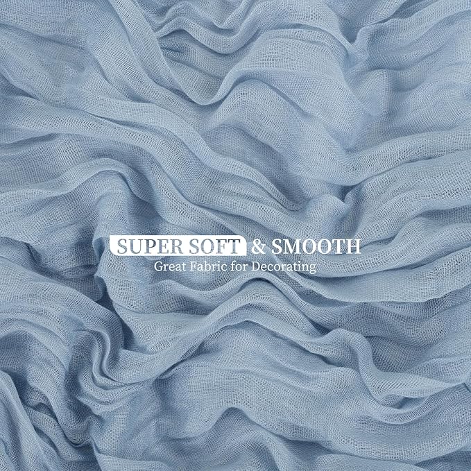 20 Pack Dusty Blue Cheesecloth Table Runner 120 Inch 10FT Rustic Boho Gauze Cheese Cloth Table Runner for Wedding Party Baby Shower Thanksgiving Christmas Decoration