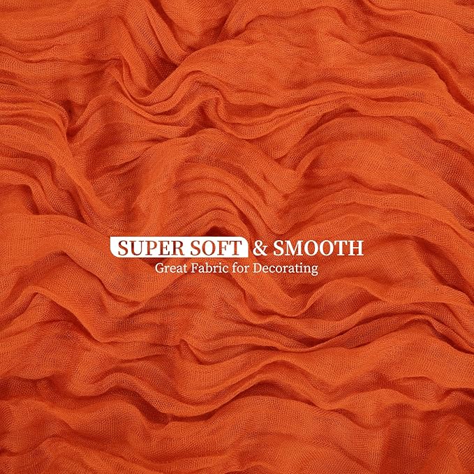 10 Pack Orange Cheesecloth Table Runner 10FT Boho Romantic Gauze Table Runner 20 x 120 Inch Rustic Sheer Runner for Wedding Party Bridal Shower Thanksgiving Christmas Decoration