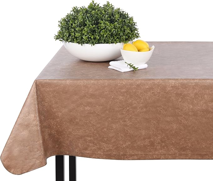 Yourtablecloth Heavy Duty Vinyl Rectangle or Square Tablecloth – 6 Gauge Heavy Duty Tablecloth – Flannel Backed – Wipeable Tablecloth with Vivid Colors & Many Sizes 52 x 120 Camel Print