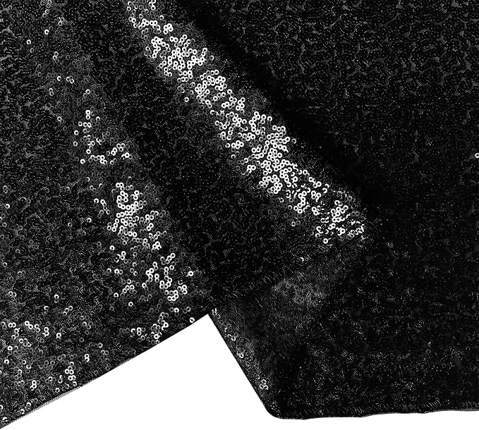 10 Packs 12 x 72 inches Sequin Table Runner, Black Glitter Table Runner for Birthday Party Supplies Wedding Engagement Baby Shower Holiday Celebration Event Decorations