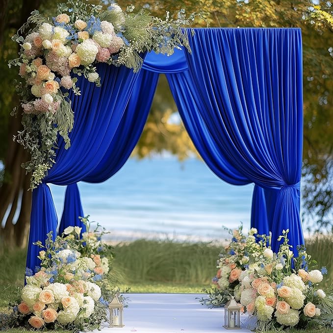 Wokceer Royal Blue Backdrop Curtain for Parties 10x8FT Photo Backdrop Drapes for Wedding Party Curtain Backdrop for Photoshoot Baby Shower Birthday Photography Background 2 Panels 5x8FT