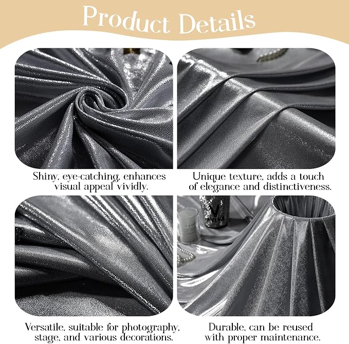 10×10FT Silver Black Backdrop Curtain Shimmer Sequin Photo Backdrop Drapes for Wedding Party Background Birthday Graduation Back Drop Bridal Baby Shower Christmas Halloween Stage Decor