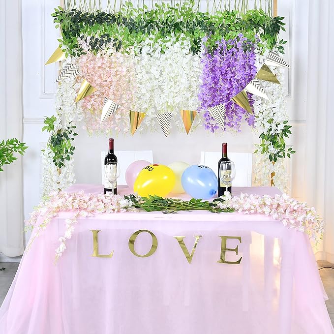 BLEUM CADE 36Pcs Purple Fake Wisteria Hanging Flowers, 3.6Ft/Pcs Artificial Wisteria Garland, Hanging Flowers for Wedding Party Home Backdrop Wall Decoration