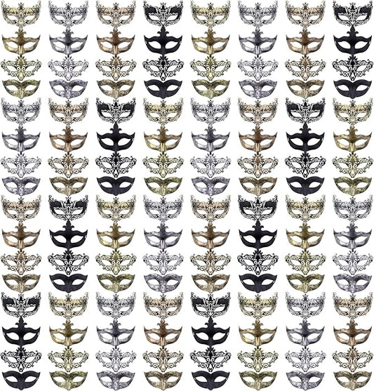 FEQO 128 Pieces Masquerade Masks Vintage Antique Venetian Masks for Men Women