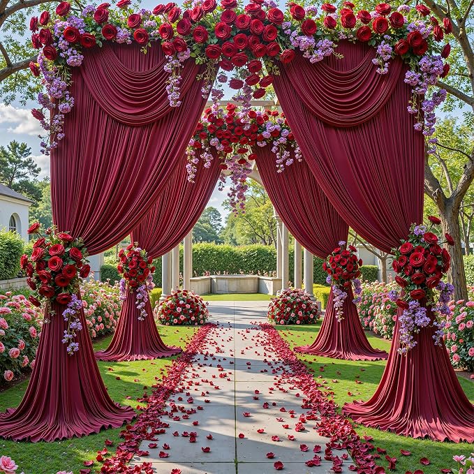 40ft x 15ft Burgundy Backdrop Curtain Panels for Weddings - Wrinkle-Free Polyester Photo Drapes for Birthday Party, Photography Background, Stage Decor