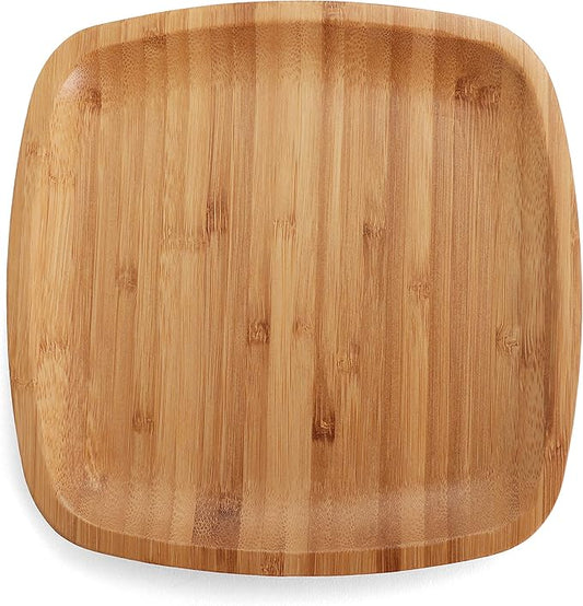8" Bamboo Plate Set - Bamboo Reusable Plates - Square Bamboo Plates - Wood Plates Dinnerware - Bamboo Dinner Plates - Bamboo Dinnerware Set - Eco Friendly Plates (32 Pack / 8" Square)