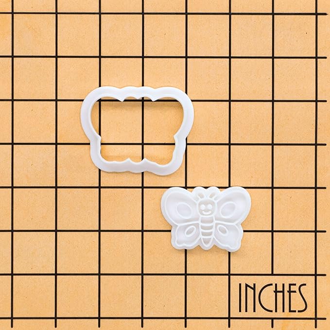 BAKERLOGY Butterfly Mini Cookie Cutter and Stamp Set – Cute Insect Biscuit Cutter Fondant Embosser for Spring Baking, Easter Cookies, Garden Party Cupcake Decoration Tool