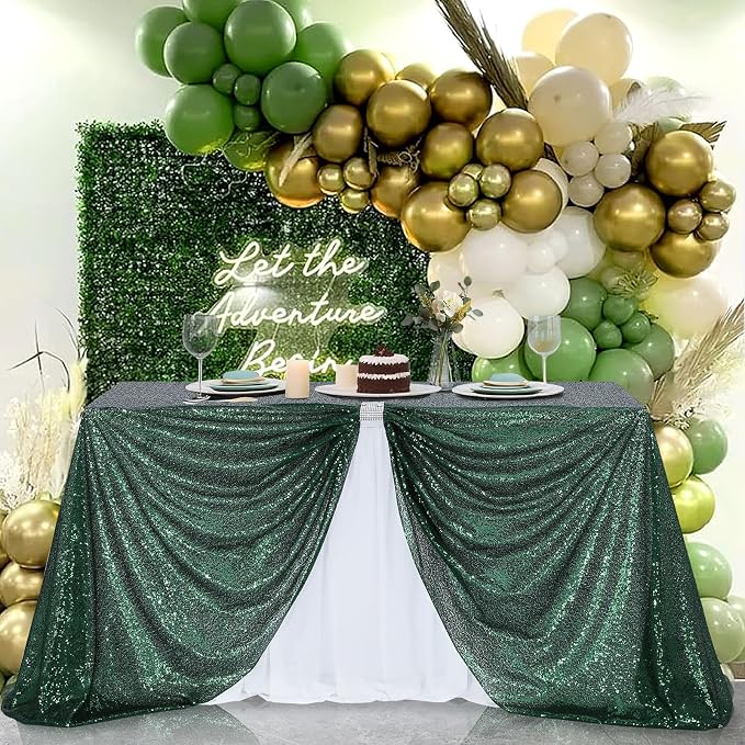 B-COOL Sequin Tablecloth Glitter Birthday Table Cloth Sparkly Shimmer for Rectangle Table Cloth 90 x 90 Inches Overlay Cloths for Party Supplies Event Wedding Decorations