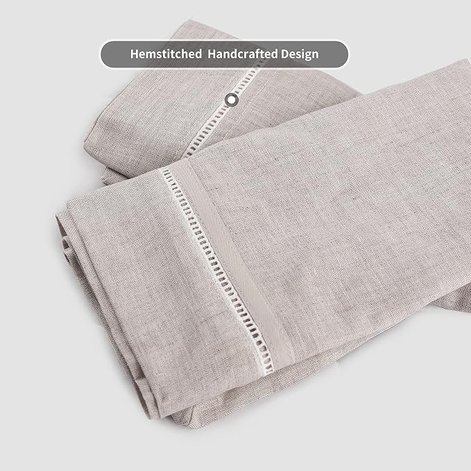 Simple&Opulence 100% Linen Dinner Napkins, Hemstitched Decorative 18x18 Inch Natural French Flax Cloth, Pack of 4 Reusable Napkins,Stone Washed with Handcrafted Mitered Corners