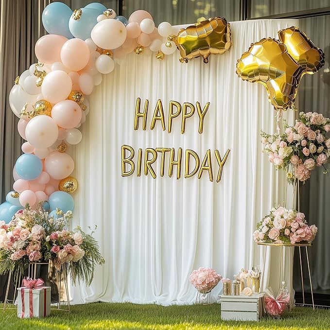 Wokceer Ivory Backdrop Curtain for Wedding Parties 10x8FT Wedding Curtains Backdrop Drapes Polyester for Photoshoot Baby Shower Birthday Party Curtains Photography Background 2 Panels 5x8FT