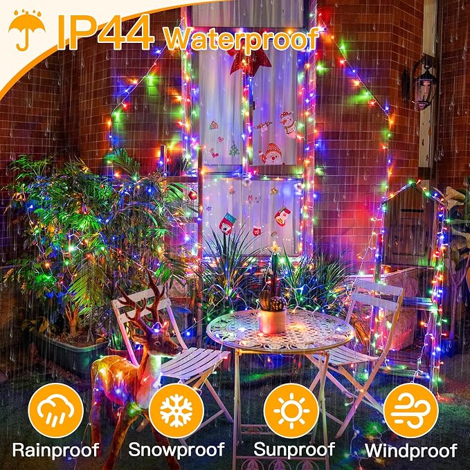 Ollny Christmas Lights Outdoor Waterproof, 1000LED 328FT Super Long String Lights with Remote 3 Timer, Plug in 8 Modes Fairy Light for Outside House Bedroom Xmas Decorations, Multicolor