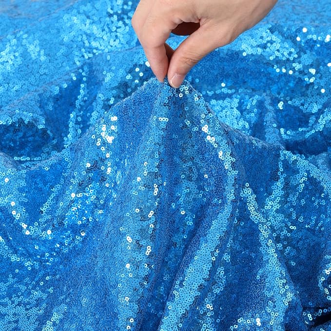 B-COOL Sequined Tablecloth Sparkle Tablecloth Holiday Overlay Drapes Mermaid Theme Decorations Reception Birthday Parties 90x132 Inch Table Cloth for Cakes