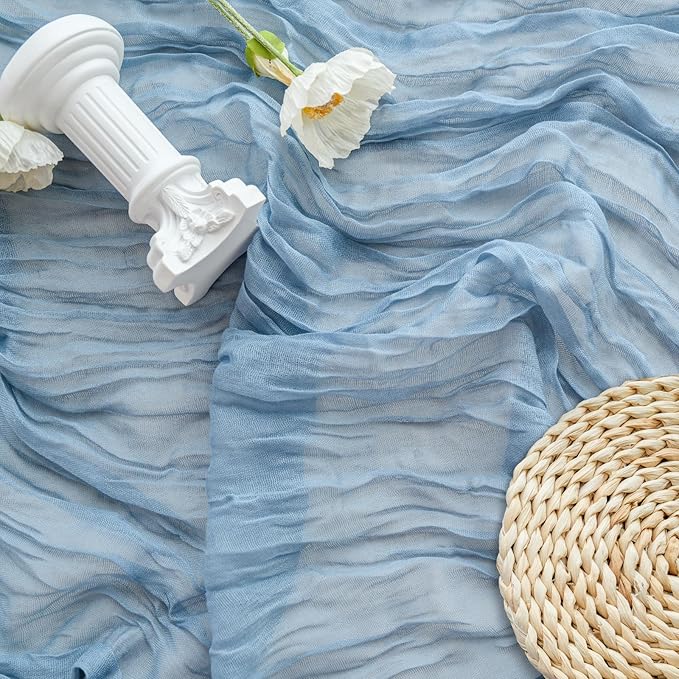 Dusty Blue Cheesecloth Table Runner Fall Autumn Decor 10ft Table Cloth for Wedding Party Baby Bridal Shower Birthday Halloween Thanksgiving Decoration