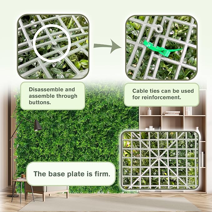 Greenery Faux Grass Wall Backdrop 72"x128" (64 SQFT) UV-Anti Artificial Green Boxwood Panel for Patio Balcony Privacy & Ivy Fence Covering Privacy, Garden, Backyard Wall Backdrop Decor