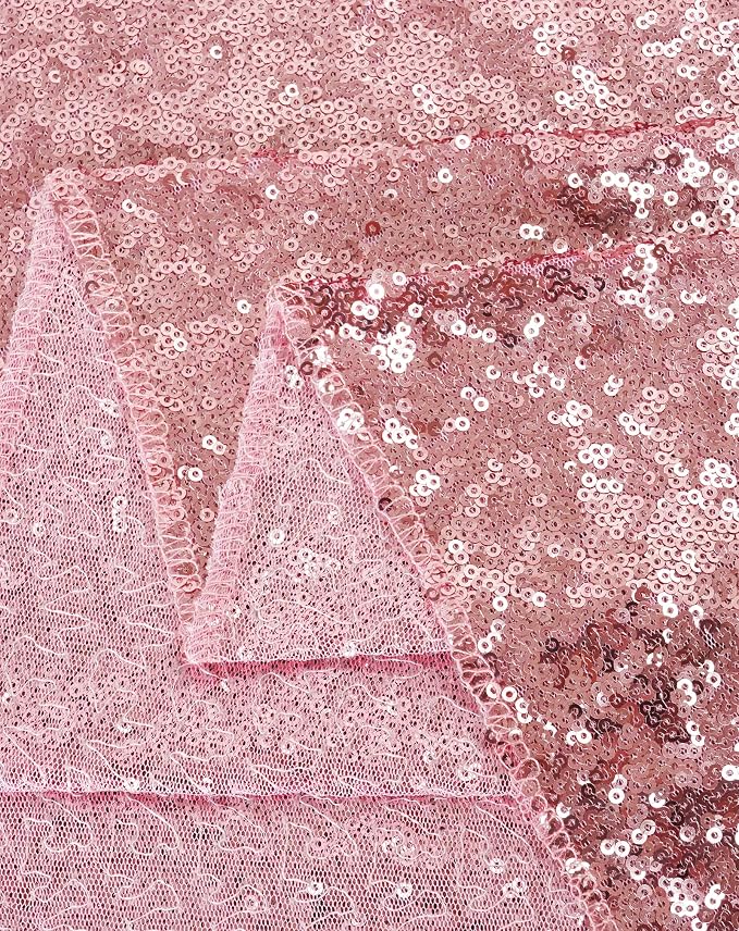 Eternal Beauty Fuchsia Pink Tablecloth, 60x102 Inch Sequin Rectangle Table Cover for Mother's Day Cake Dessert Exhibition Party Birthday Events