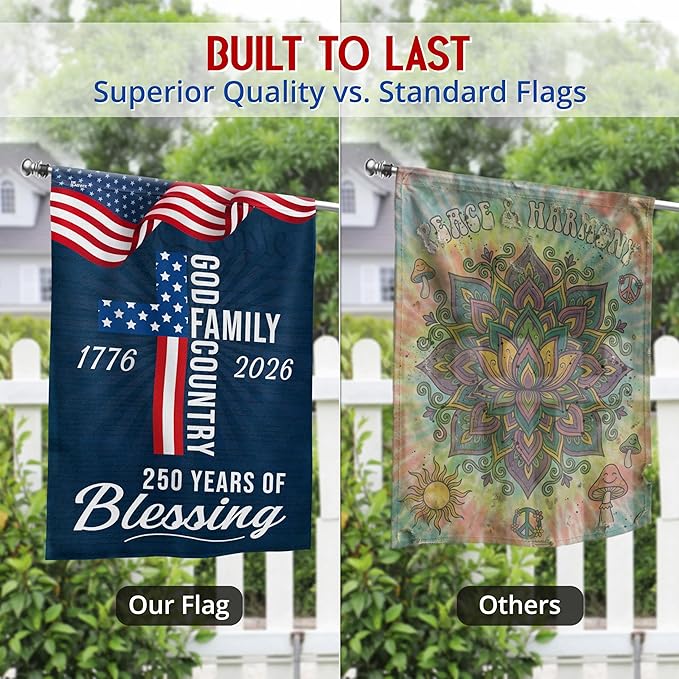 FLAGWIX American 250 Years of Blessing Flag - Polyester Double-sided Yard Flags For Outside 3x5 ft. Flag - 4th of July Decorations for Home Yard Garden Decor Banner, Gifts For Men Women