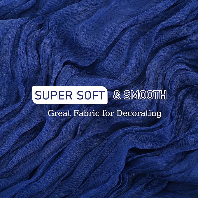 10 Pack Royal Blue Cheesecloth Table Runner 10FT Boho Gauze Fabric Cheese Cloth Table Runners for Wedding ,Party,Baby Shower, Bridal Party, Rustic Farmhouse and Table Decorations
