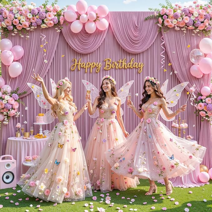 6 Panels Dusty Pink Backdrop Curtains for Wedding Party Wrinkle Free Backdrops Curtain Drapes Fabric Decorations Photo Back Drop Cloth for Baby Shower Photography Stage Reception 30ft(W) x 12ft(H)