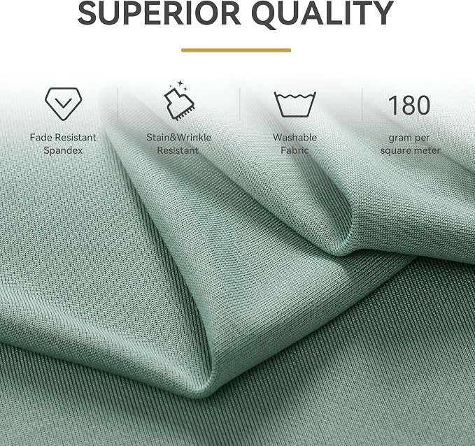 Outpain Dusty Green Spandex Table Clothes for 6 Foot Rectangle Tables-2Pack 6FT Spandex Fitted Table Cover, Wrinkle Free Tablecloths with Skirt for Parties, Wedding, Birthday, Banquet, Festival