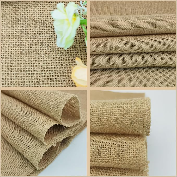 6 Pack 14 x 108 Inch Natural Burlap Table Runners,Rustic Jute Table Runner and Placemats Bulk for Western Wedding Table Decorations,Farmhouse Style Party,Holiday,Kitchen Coffee Table Decor Cover