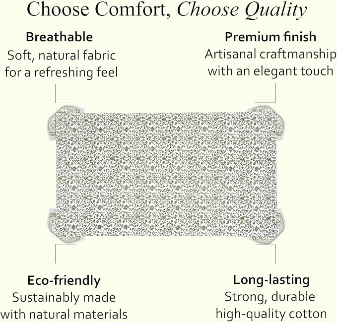 CPC Meadow Vine Tablecloth 100% Cotton 72x140 Inch Indian Block Print Rectangle Table Cover, Table Cloth for Gifting in Weddings, Halloween, Fall, Christmas, Thanksgiving