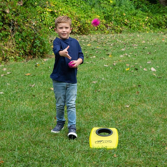 Koosh Kornhole, Cornhole Set for Kids - Outdoor Toys for Boys and Girls, Perfect for Beginners, Preschool Toys, Easy Storage, 1 Kornhole Board, 6 Koosh Balls Included, Ages 5+