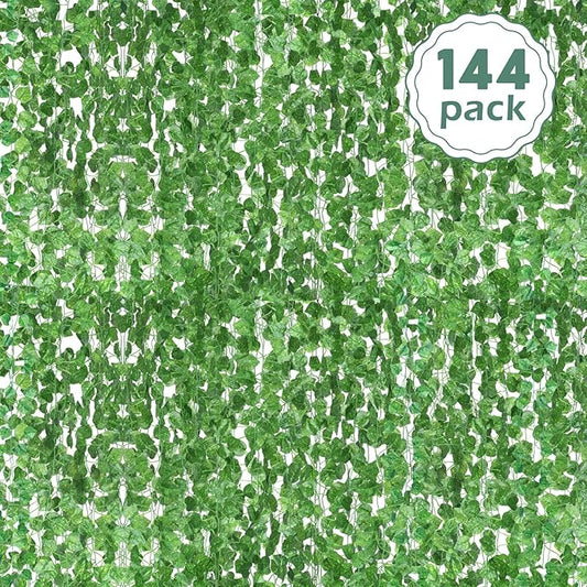 Hoteam 144 Packs Fake Vines Wall Decor Fake Ivy Leaves Artificial Ivy Garland Greenery Hanging Plants for Wall Backdrop Dorm Room Kitchen Office Wedding Party Decoration
