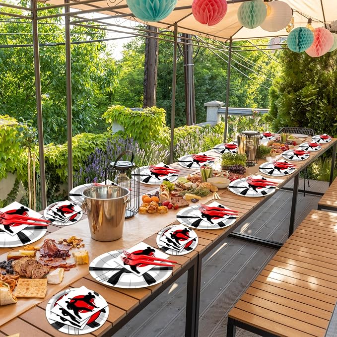 50 Guests Karate Party Supplies Karate Plates and Napkins Forks Disposable Tableware Set Paper Plates for Karates Theme Party 200PCS