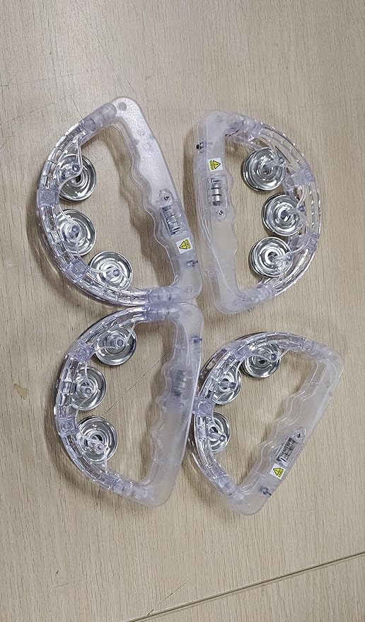 Yunsailing 24 Pack LED Light up Tambourines Musical Flashing Tambourine Toys Handheld Percussion Instrument Glow in The Dark Party Supplies for Teenagers Adults Wedding Party Favors (White)