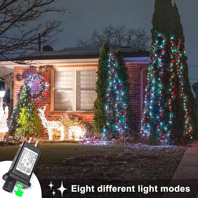 400 LED Red and White Christmas Lights Outdoor, 131 FT Christmas String Lights with Waterproof 8 Modes, Plug in Clear WireTwinkle Fairy Lights for Indoor Tree Bedroom Holiday Decorations