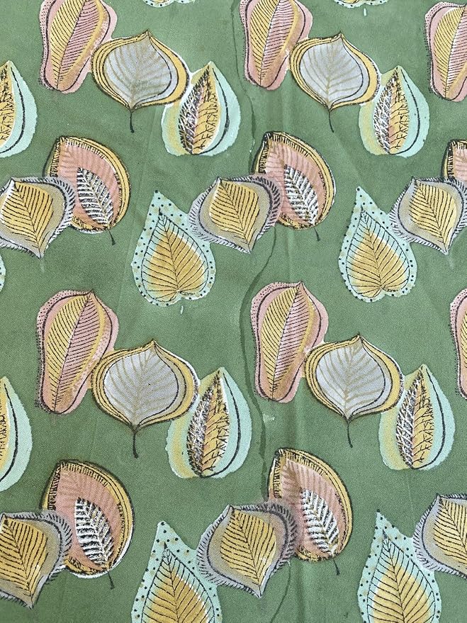 Ridhi Round Tablecloth Hand Block Print 100% Cotton Reusable Peppermint Green 132 Inch Table Cover Decorative Everyday Use for Dining, Home, Party, Wedding, Farmhouse Gift for Spring, Mother's Day