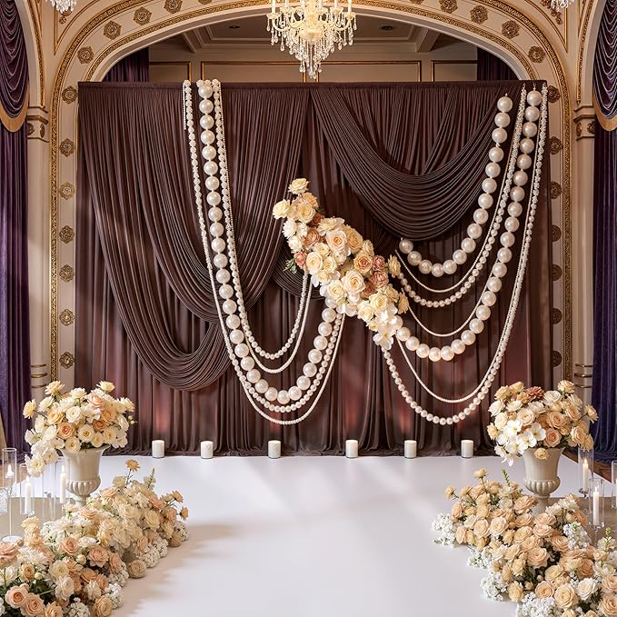 20ft x 10ft Wrinkle Free Brown Backdrop Curtains for Parties, 4 Panels 5x10ft Thick Polyester Photo Backdrop Drapes for Weddings Birthday Party Photography Background