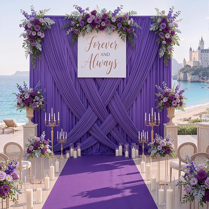 20ftx10ft Purple Backdrop Curtains for Party Background, Wrinkle Free Purple Photo Curtains Backdrop Drapes 4 Panels Back Drop Cloth for Wedding Birthday Photography Baby Shower Decor
