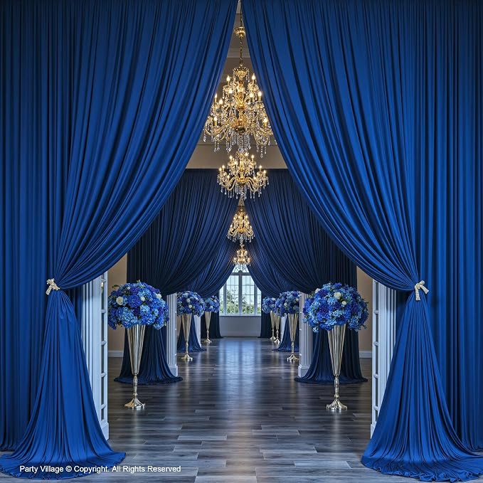 10ft×12ft Royal Blue Backdrop Curtain for Wedding Parties,2 Panels Wrinkle Free Polyester Photo Backdrop Drapes Back Drop Cloth for Birthday Photography Background