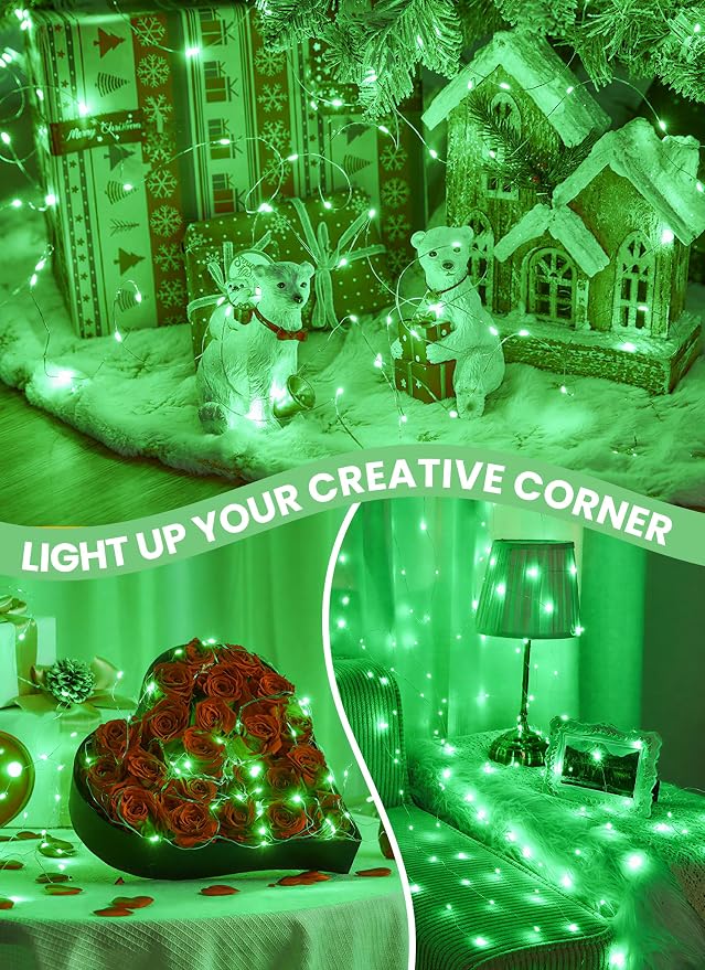 Minetom Fairy Lights with Remote, 66 Feet 200 Led Firefly String Lights Plug in for Bedroom Home Wall Ceiling Christmas Tree Wreath Craft Wedding Party Indoor Outdoor Decoration,Green