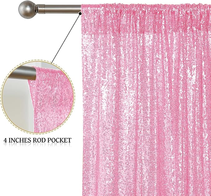 Sugargirl Matte Pink Sequin Backdrop Curtain 2 Panels 2FTx8FT Glitter Pink Background Drapes Sparkle Photography Backdrop for Party Wedding Birthday Wall Decoration