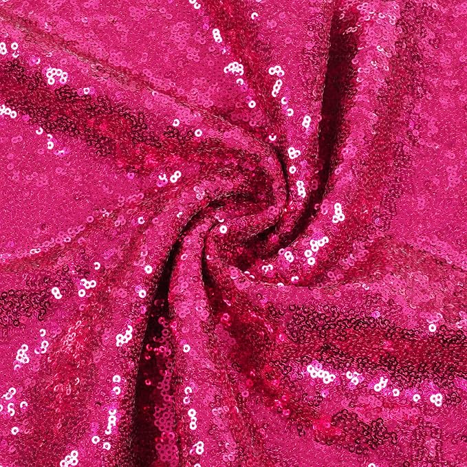 Poise3EHome Hot Pink Sequin Tablecloth 60×120 Inch Rectangle Sparkly Fabric Table Cloth for Baby Shower Birthday Party Wedding Christmas Holiday Decoration